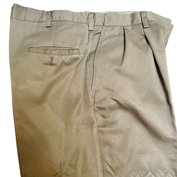 Farah Mens Chino Pants Straight Leg Pleated Front Khaki Size 36W X 32L - Picture 4 of 8
